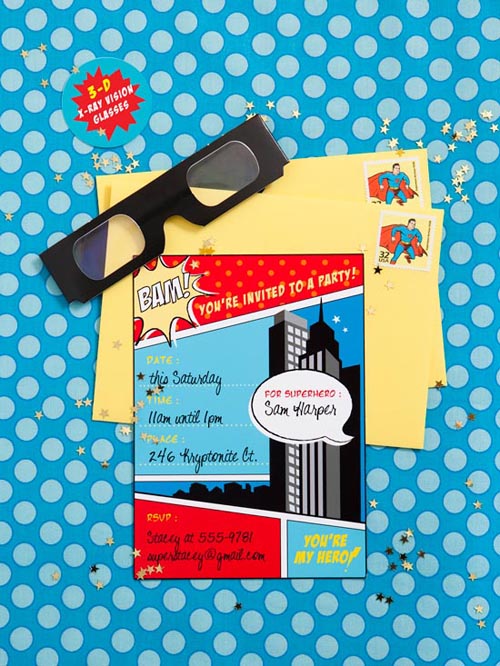 invite Superhero Party Invitation