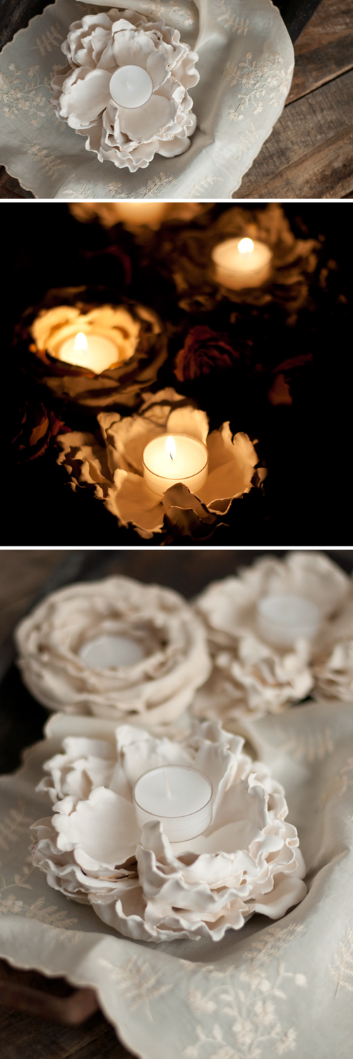 DIY: Gorgeous Plaster Dipped Flower Votives  |  Design Mom