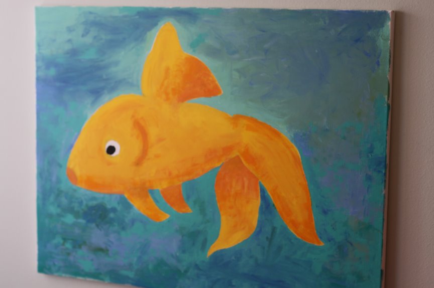 goldfish. painting of a goldfish.
